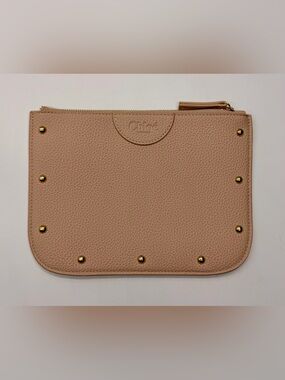 Chloe NEW Parfum Pebbled Leather Pouch in Blush with Gold Zipper